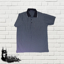 Load image into Gallery viewer, Label One	Black/ Blue/ Grey (Stripe) Polo T-Shirt (M)
