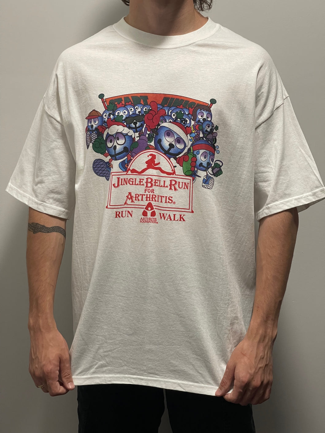 Jingle Bell Run for Arthritis White T-Shirt (XL)