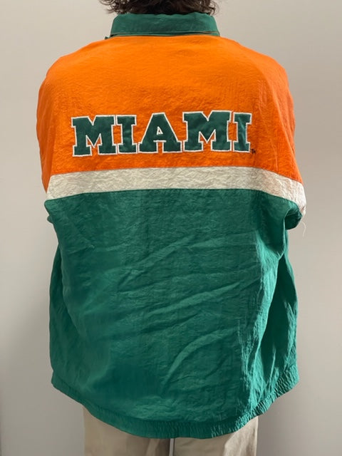 University of Miami Green/ Orange/ White Varsity Jacket (2XL)