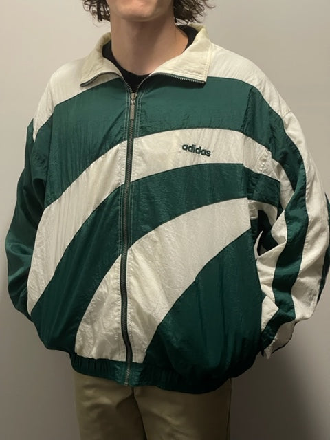 Adidas Green/White Full Zip Windbreaker (Fit an XL)