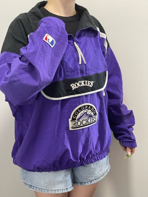 Colorado Rockies Purple/Black 1/4 zip Windbreaker (L)