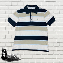 Load image into Gallery viewer, Lacoste Black/ Brown/ Cream (Stripe) Polo T-Shirt (4= M)
